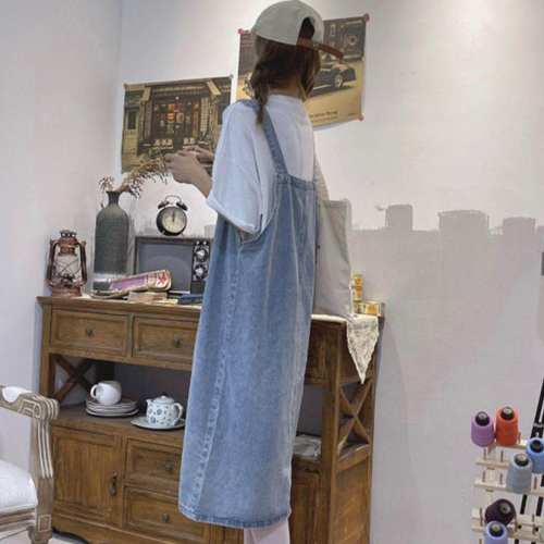 BM-071  데일리 언발란스 데님 멜빵 원피스 